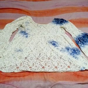 White and blue boho shirt